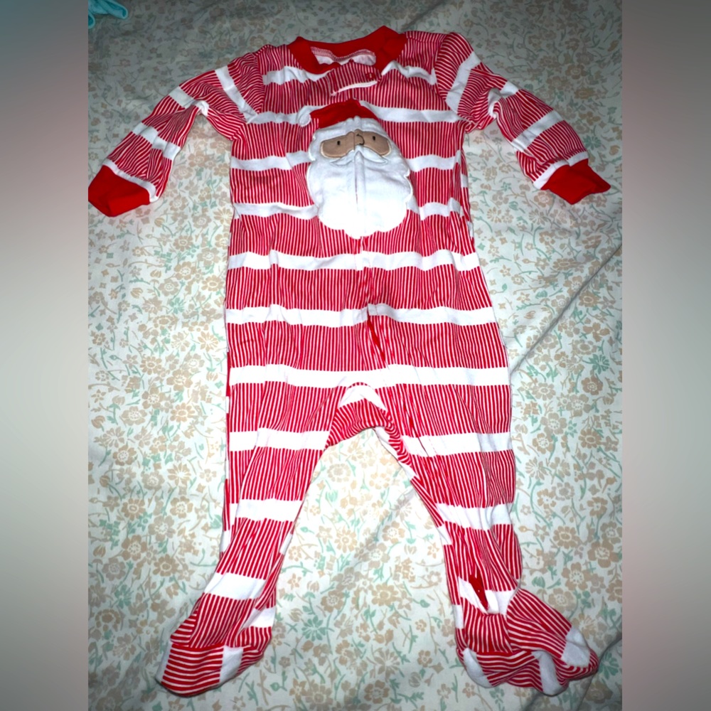 6 month Christmas pajama onesie. $5